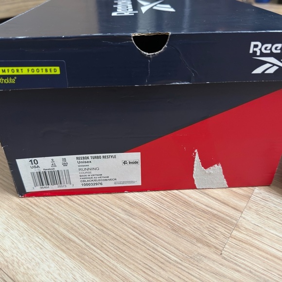 Reebok Turbo Restyle Sneaker Unisex Adults 10 Black/Cobalt/Vector Red Lace Up~ - Picture 12 of 12